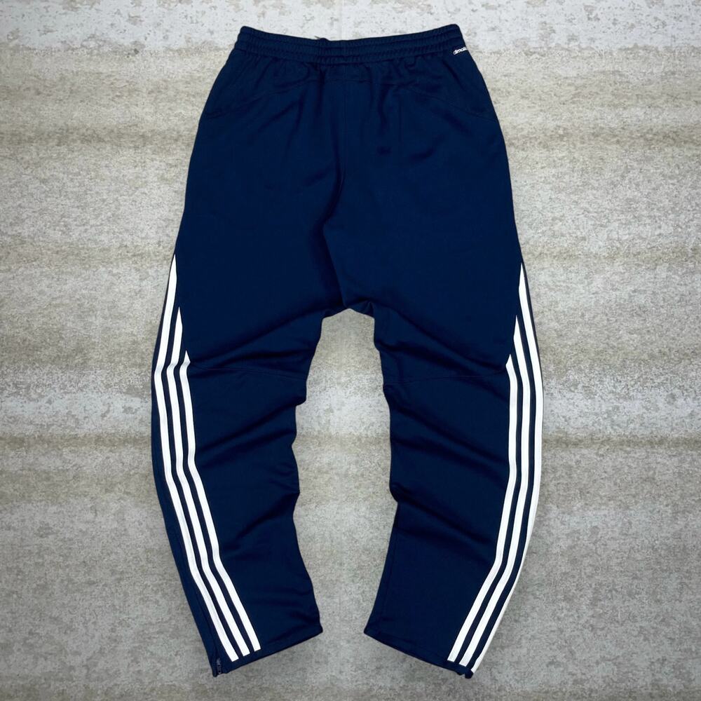 Vintage Y2K Adidas Sweatpants Youth XL Navy Blue White 3 Stripes Polyester - Picture 2 of 7